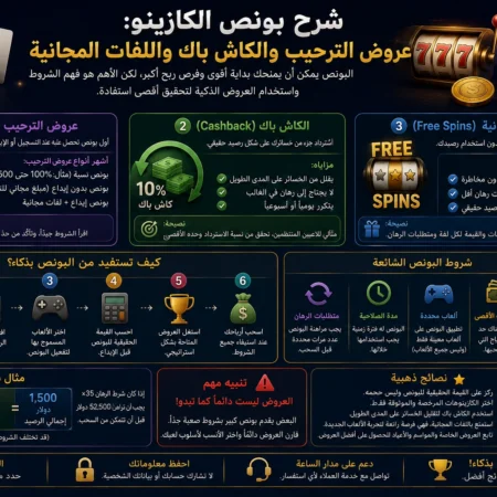 شرح بونص الكازينو: عروض الترحيب والكاش باك واللفات المجانية